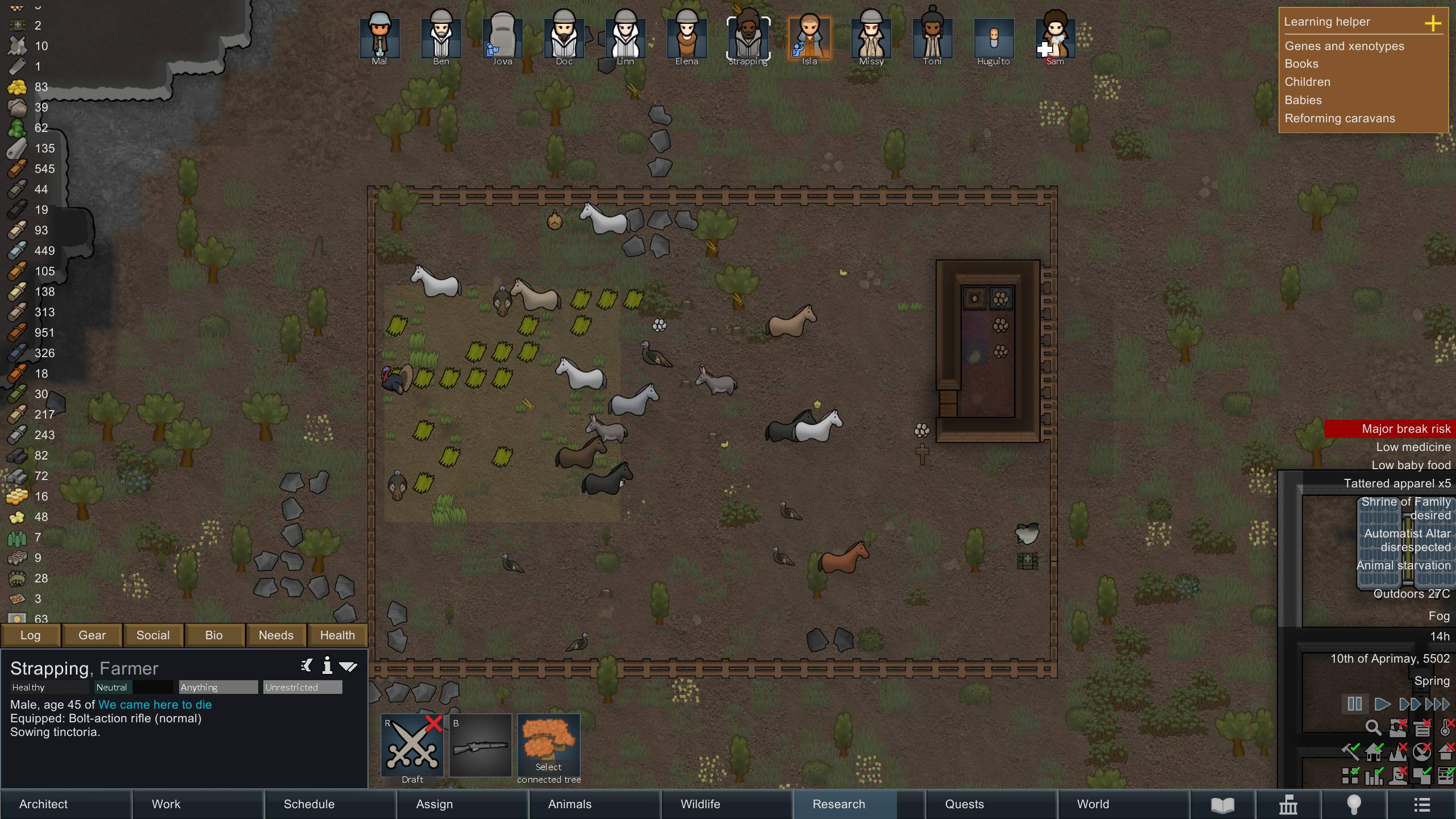 Rimworld Day 34 : Pen expanded and hay for the horses, we ha | PANAX